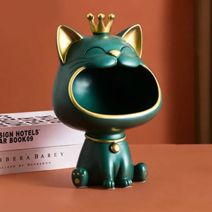 Fortune Crown Big Mouth Kat Toegang Sleutelhanger Decoratief Ornament, Lichtgewicht Luxe Huishwarming Geschenk Beeldhouwwerk