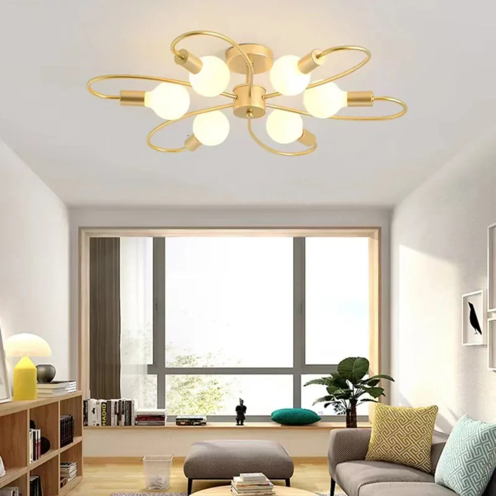 Moderne LED-plafondlampen - Industrieel Ijzer Zwart/Goud Noordelijke Minimalisme