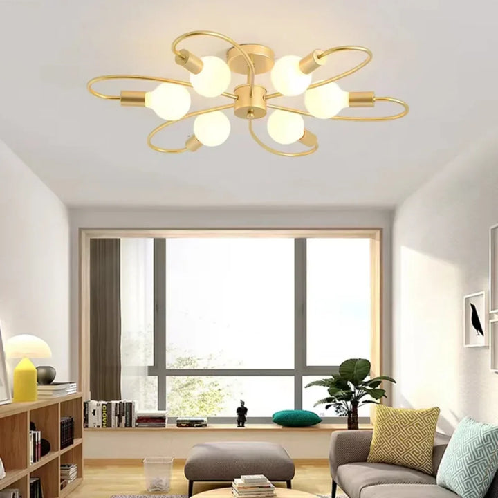 Moderne LED-plafondlampen - Industrieel Ijzer Zwart/Goud Noordelijke Minimalisme