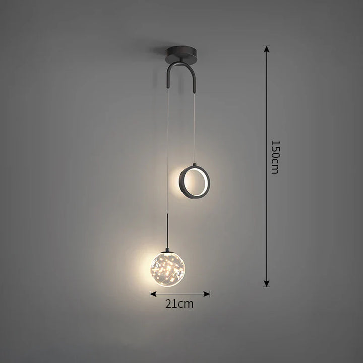 Moderne LED pendelstuk – 2-weg binnenhanglamp voor woonkamer, slaapkamer, eettafel met instelbare 3 lichtkleuren