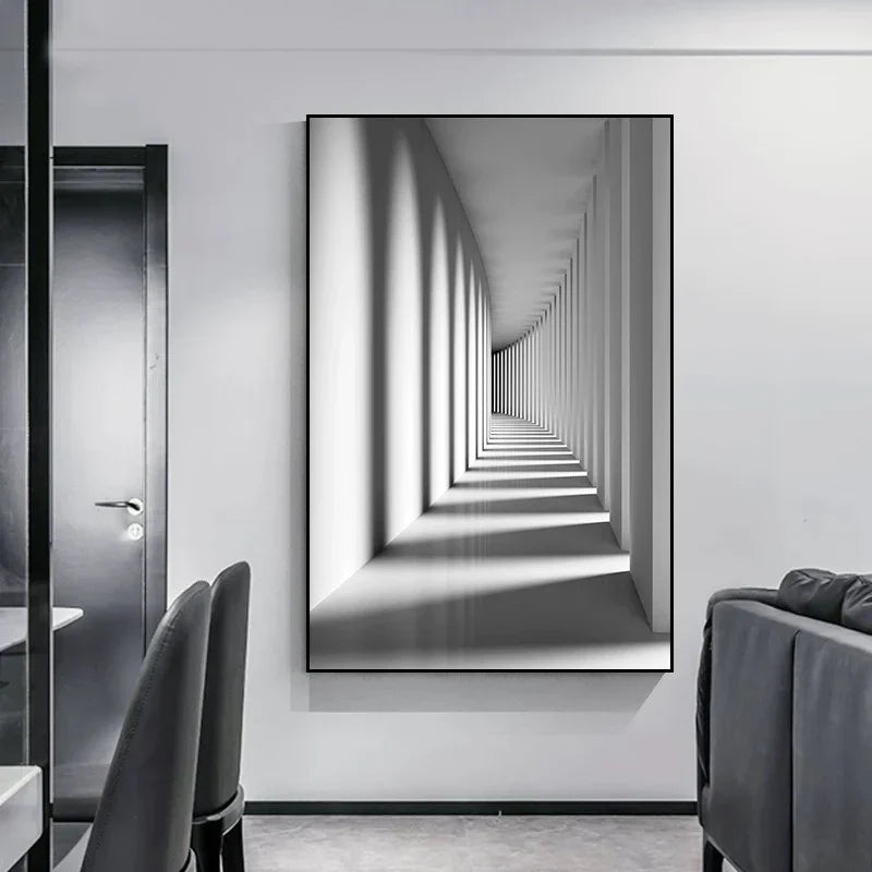 Minimalistische abstracte architectonische wandkunst Fijne kunst canvasprints Posters afbeeldingen voor moderne woonappartement woonkamer kantoor decor