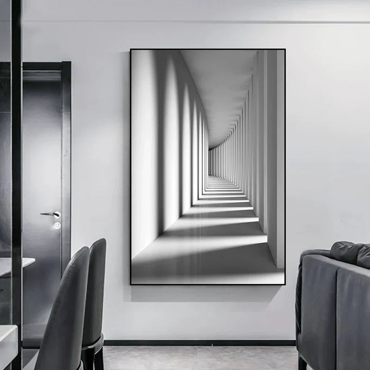 Minimalistische abstracte architectonische wandkunst Fijne kunst canvasprints Posters afbeeldingen voor moderne woonappartement woonkamer kantoor decor