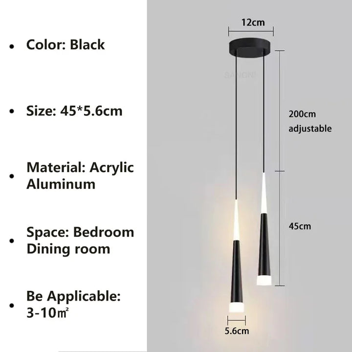 Nordic LED Hanglamp – Lange Hangdraad Kroonluchter voor Slaapkamer, Woonkamer, Eetkamer en Kantoor – Moderne Woondecoratie Lichtbron