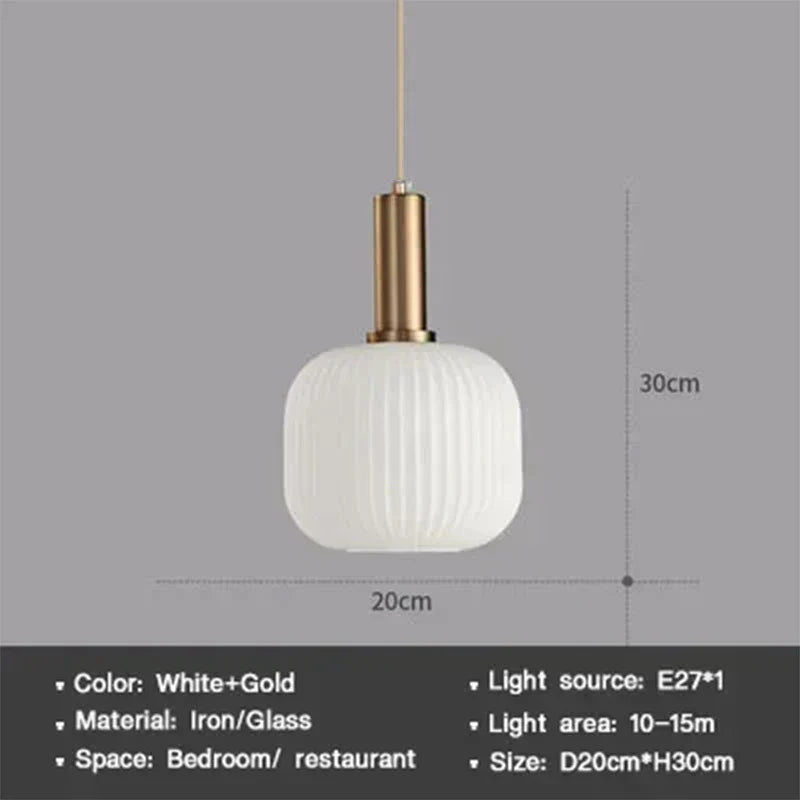 Moderne Nordic Glazen Hanglamp – Enkele Kop LED Hanglamp voor Eetkamer, Slaapkamer, Café en Studie – Wit, Groen, Cognac & meer
