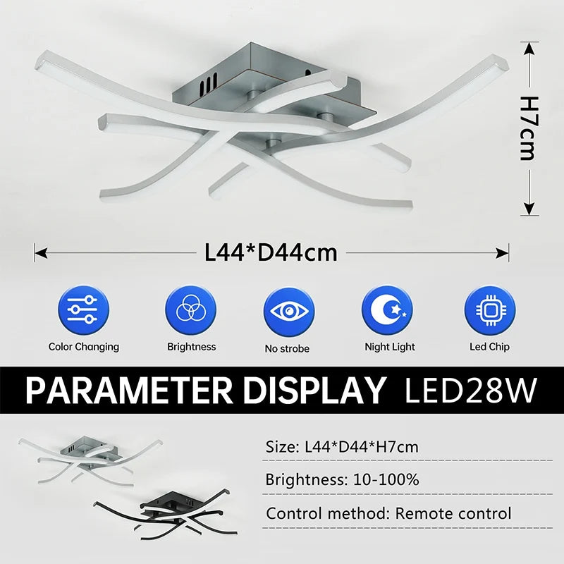 Moderne LED plafondlamp voor woonkamer, eetkamer, slaapkamer en balkon