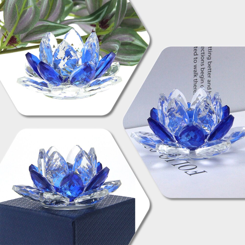 Kristall Lotusbloem Handwerk Glas Briefgewicht Huis Decoratie Ornamenten Figuren Huis Huwelijk Feest Decor Geschenken Souvenir