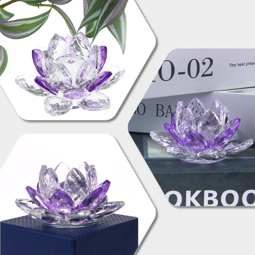 Kristall Lotusbloem Handwerk Glas Briefgewicht Huis Decoratie Ornamenten Figuren Huis Huwelijk Feest Decor Geschenken Souvenir