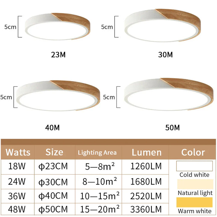 Moderne LED plafondlamp - Ultra-dunne houten verlichting met afstandsbediening voor woonkamer, balkon en woondecoratie