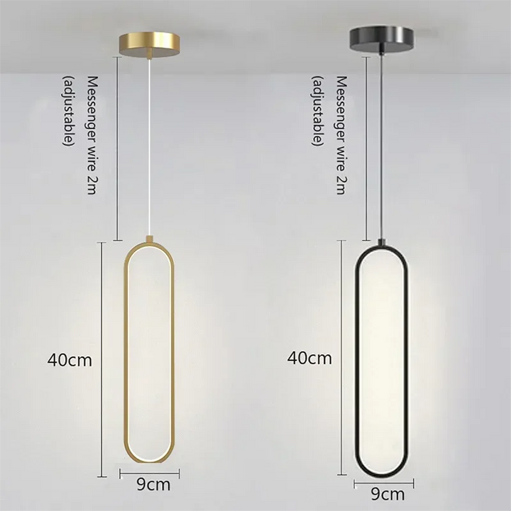 Moderne LED hanglamp – Zwarte en gouden hanglamp voor slaapkamer, woonkamer en eetkamerdecor