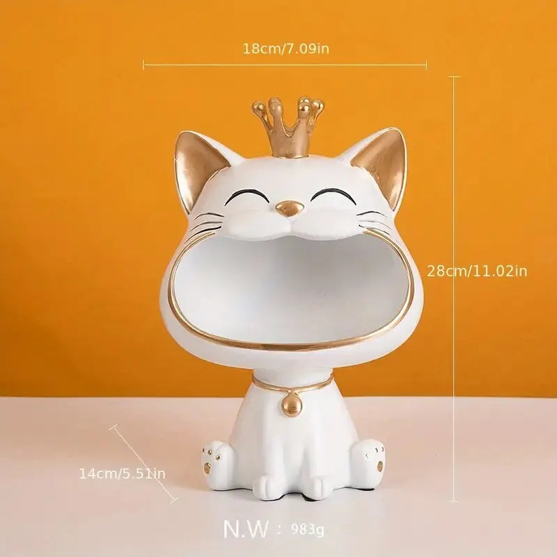 Fortune Crown Big Mouth Kat Toegang Sleutelhanger Decoratief Ornament, Lichtgewicht Luxe Huishwarming Geschenk Beeldhouwwerk