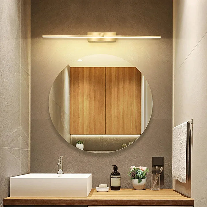 Moderne Gouden LED Wandlamp – Badkamerspiegelverlichting met Touch-schakelaar voor Slaapkamer, Woonkamer en Make-up Verlichting