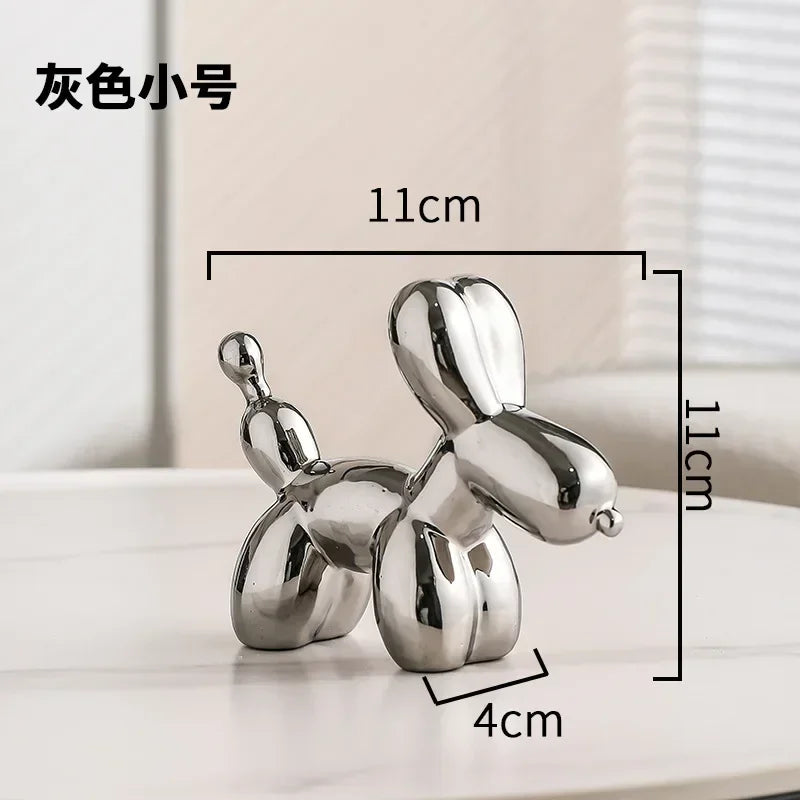 Noordse Keramische Ballonhond Sculptuur Gouden Dier Decoratie Standbeeld Woonkamer Ornamenten Creatief Bureau Ornament Thuis Decor