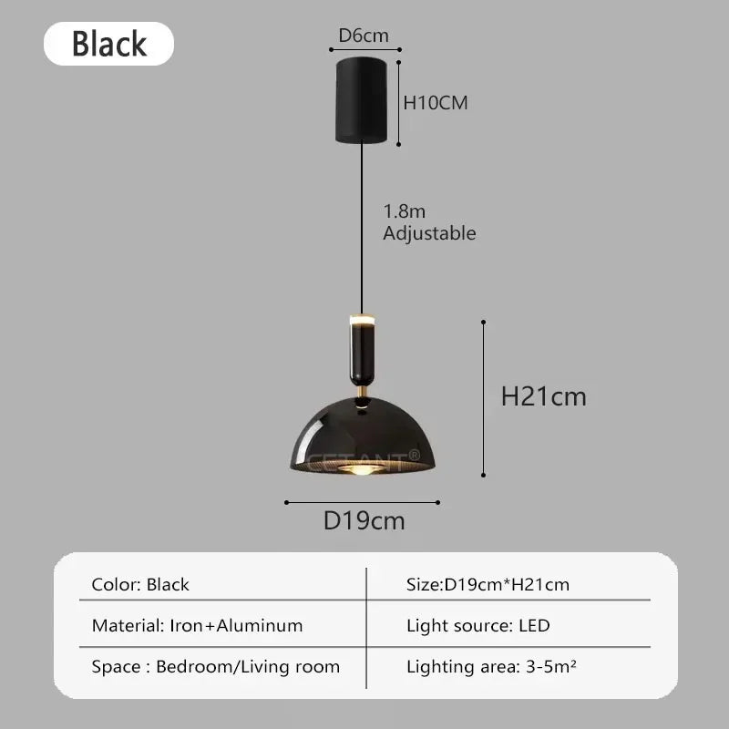 Noordse hoogteverstelbare LED hanglamp - Moderne ijzeren hanglamp voor slaapkamer, woonkamer, studeerkamer en bar (verstelbare hoogte, warm licht)