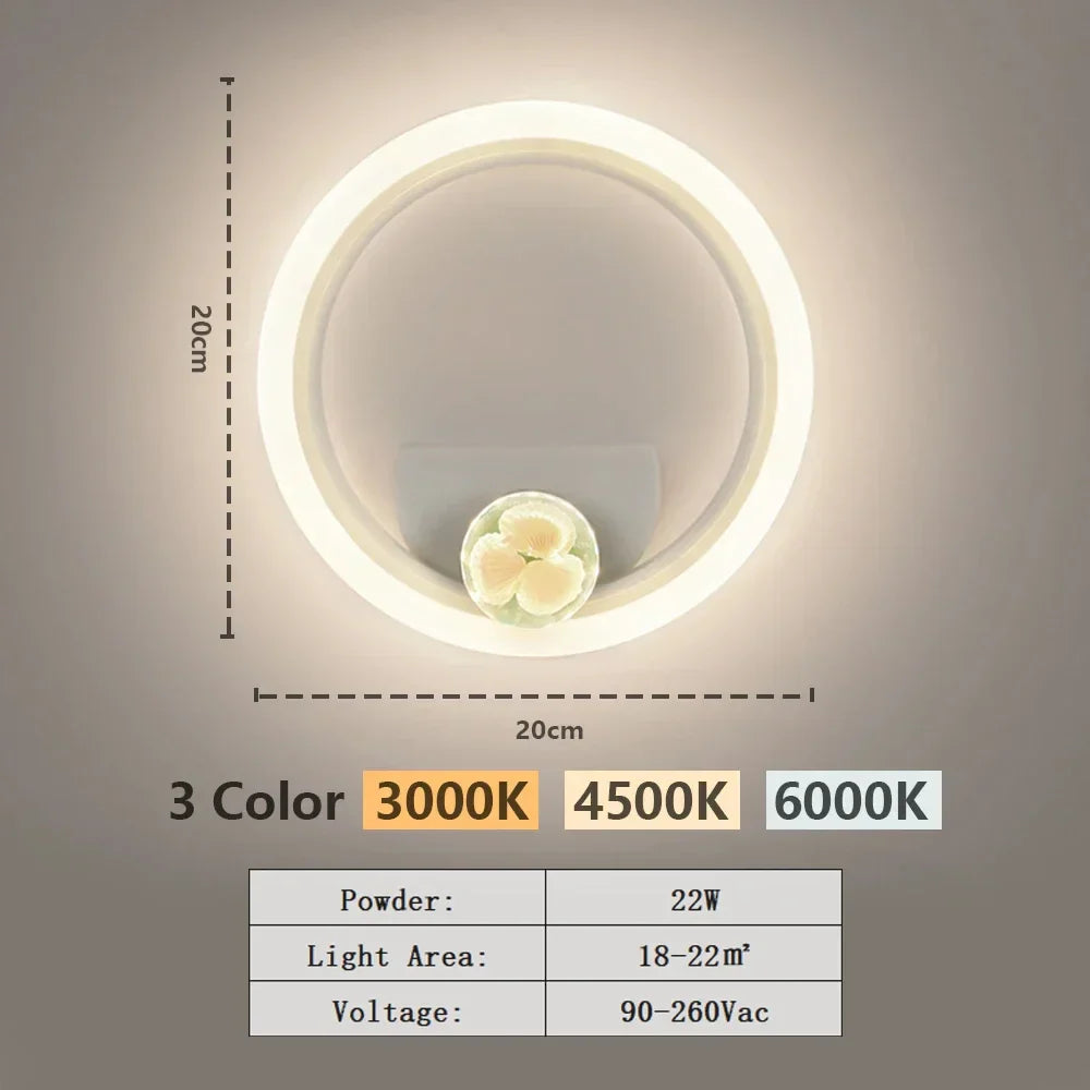 Moderne LED Wandlamp – Aanpasbare 3-Kleur Lichtbron voor Slaapkamer, Woonkamer, Balkon en Interieurdecoratie