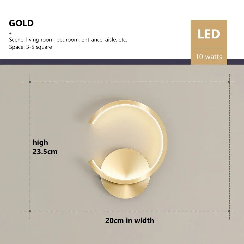 Moderne LED Wandlamp – Noorse Stijl Zwarte, Witte en Gouden Wandverlichting voor Woonkamer, Slaapkamer, Gang en Hu decoration