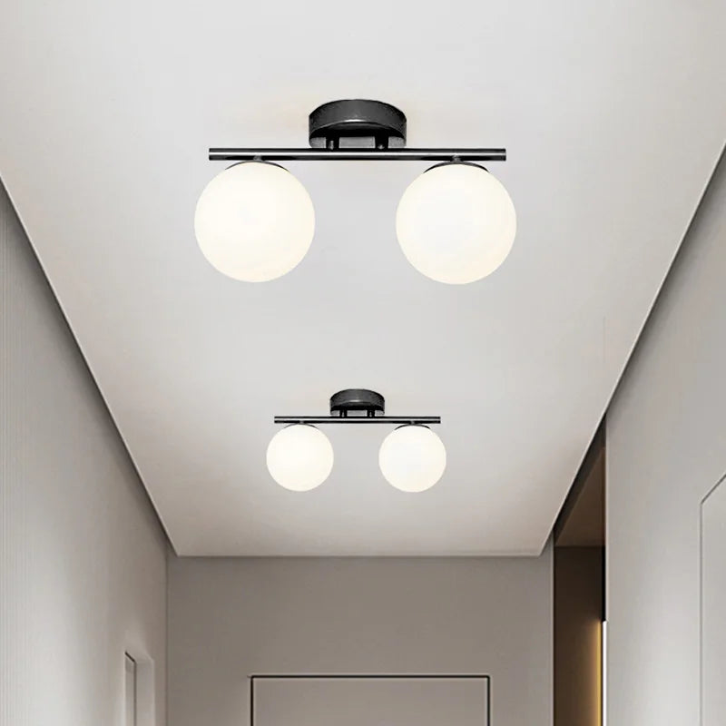 Moderne Nordic LED Plafondlamp – Gouden IJzeren en Glazen Lamp voor Gang, Corridor, Kledingkast, Balkon en Slaapkamer