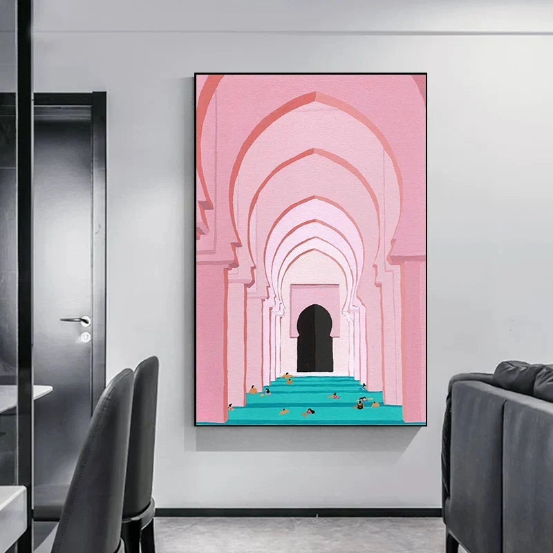 Minimalistische abstracte architectonische wandkunst Fijne kunst canvasprints Posters afbeeldingen voor moderne woonappartement woonkamer kantoor decor