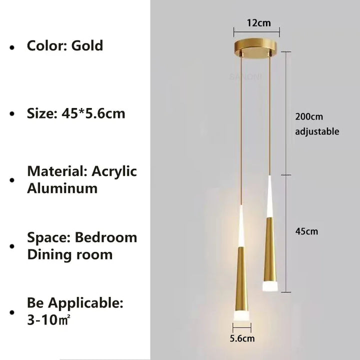 Nordic LED Hanglamp – Lange Hangdraad Kroonluchter voor Slaapkamer, Woonkamer, Eetkamer en Kantoor – Moderne Woondecoratie Lichtbron