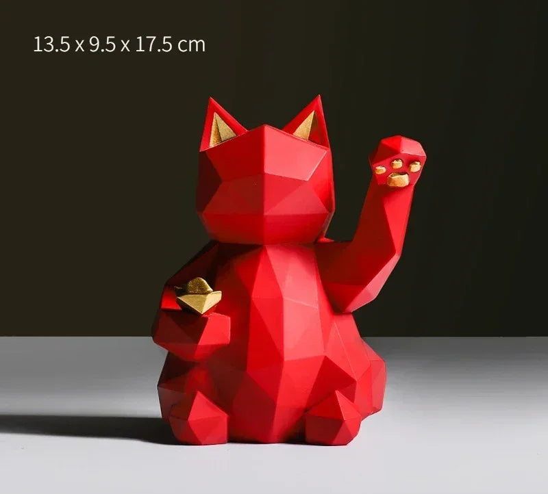 Noordse Minimalisme Geometrie Gelukkige Kat Standbeelden