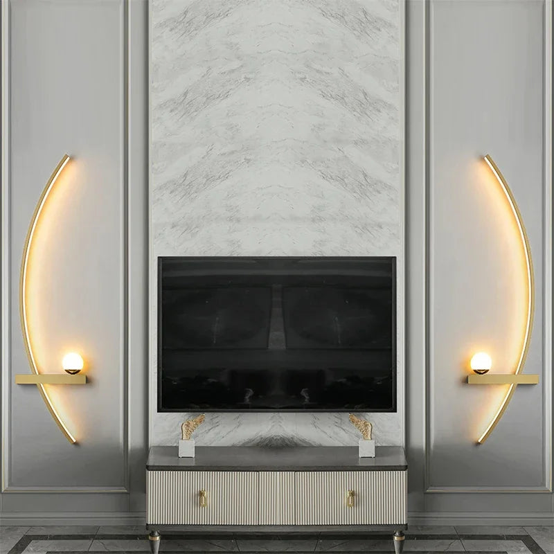 Moderne LED-Wandlamp Zwart Goud - Elegante lange streepdesign voor veelzijdige verlichting
