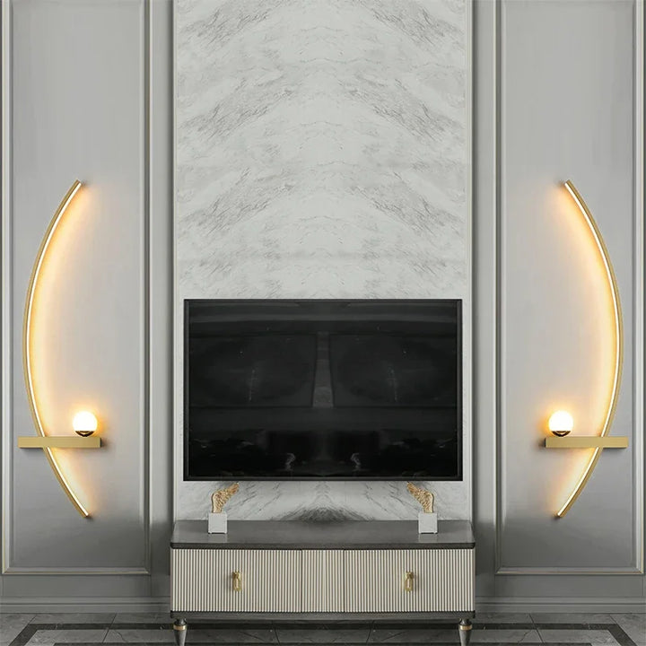 Moderne LED-Wandlamp Zwart Goud - Elegante lange streepdesign voor veelzijdige verlichting