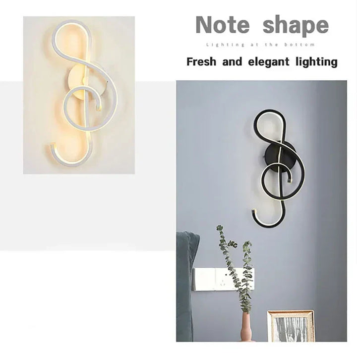 Moderne LED Wandlamp - Muzieknoot Wandlamp voor Slaapkamer, Woonkamer en Kantoor, Aan/Uit Touch, Op en Neer Lichtrichting, Binnen Decoratie