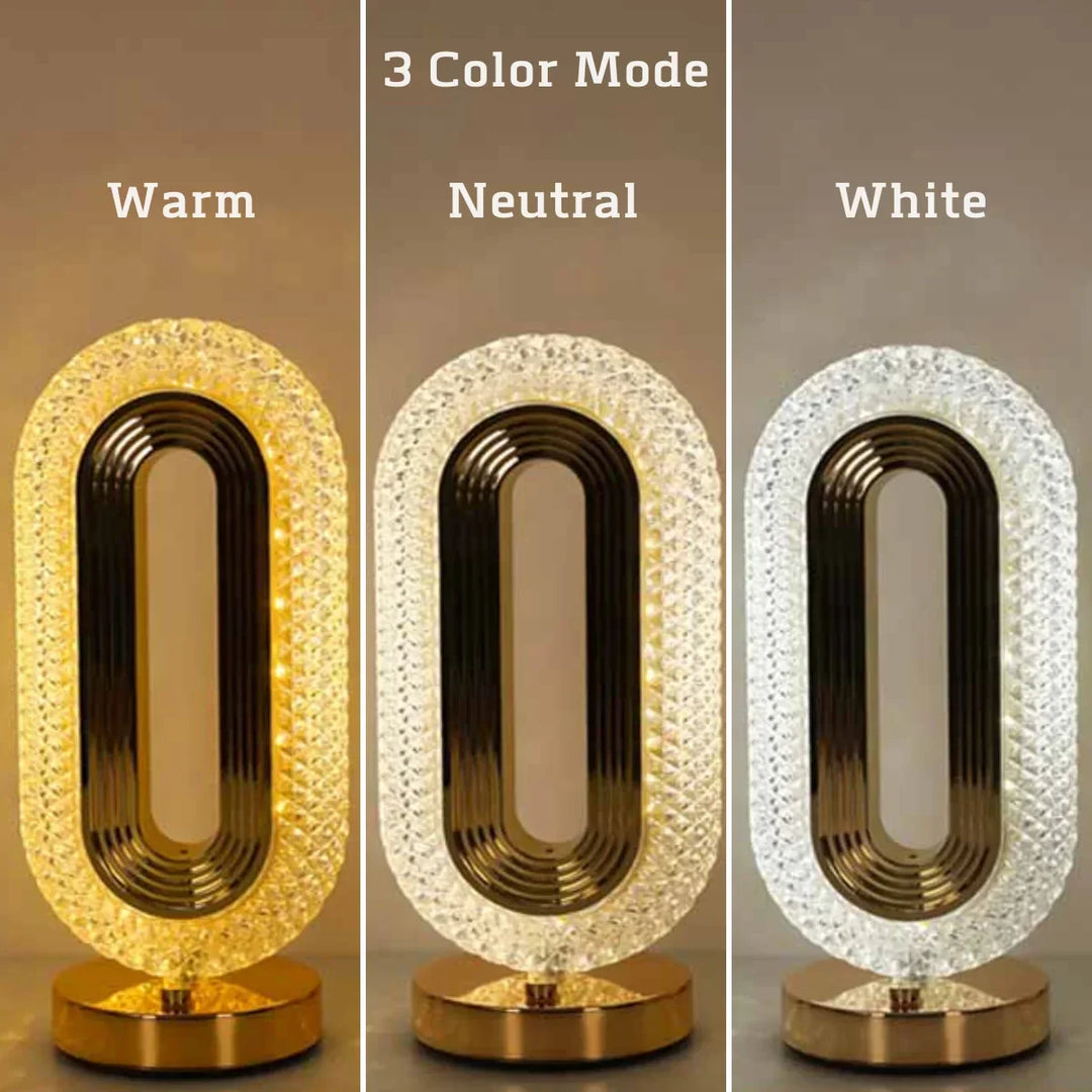 Moderne Luxe Oval USB oplaadbare Kristal Tafellamp – Dimbare LED Nachtlamp voor Slaapkamer, Woonkamer en Nachttafel Decor