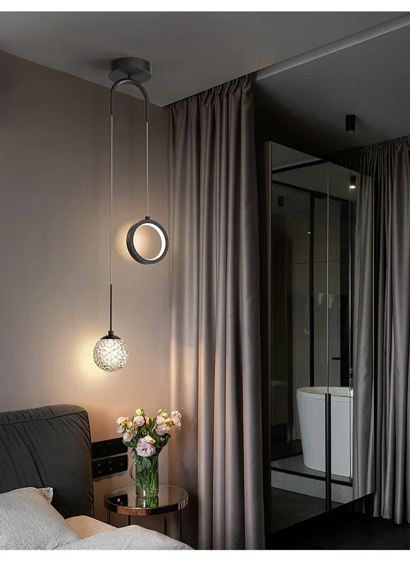 Moderne LED pendelstuk – 2-weg binnenhanglamp voor woonkamer, slaapkamer, eettafel met instelbare 3 lichtkleuren