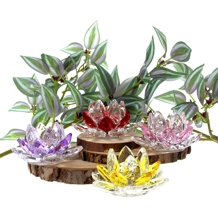 Kristall Lotusbloem Handwerk Glas Briefgewicht Huis Decoratie Ornamenten Figuren Huis Huwelijk Feest Decor Geschenken Souvenir