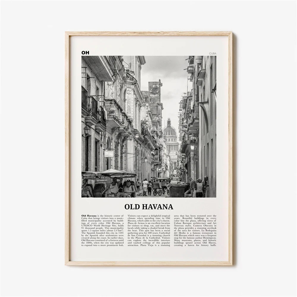 Cuba Havanna Zwart & Wit Reiseposter Wandkunst Fine Art Canvasprints afbeeldingen voor woonkamer eetkamer