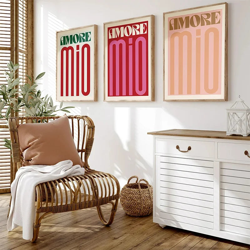 Roze Retro Liefde Quote Wandkunst Fijne Canvasafdrukken Typografische Beelden voor Slaapkamer Woonkamer Hotelkamer Modern Appartement Wanddecoratie