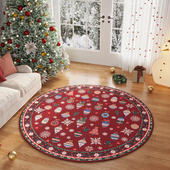 Arosta | Beige Ronde Bloem Rug met Wasbare Antislip Achterkant, Kleurvast voor Woonkamer