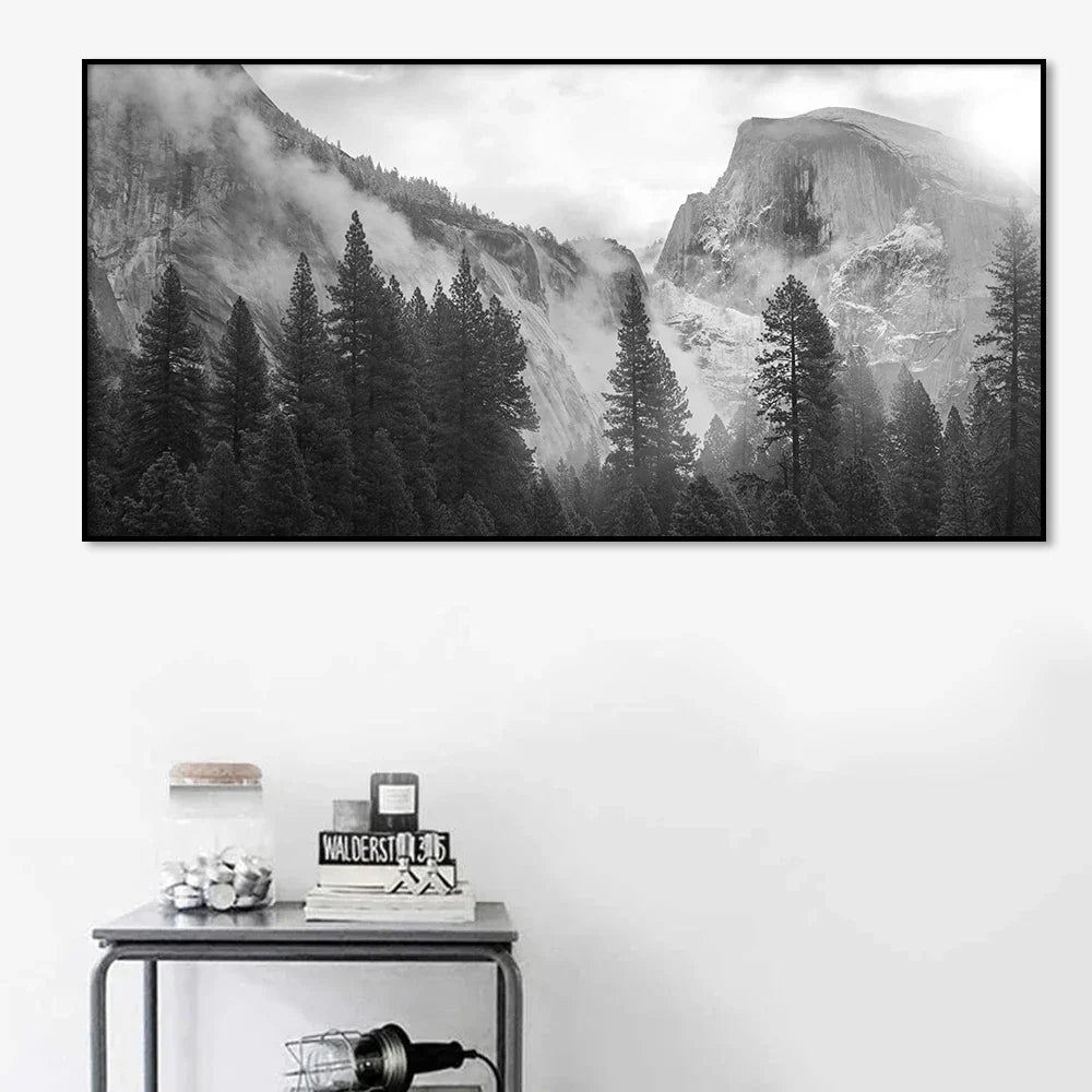 Noordelijke Landschappen Bos Berg Wildernis Wanddecoratie Fotokunst Canvas Prints Zwart Wit Posters voor Woonkamer Moderne Thuis Kantoor Decor