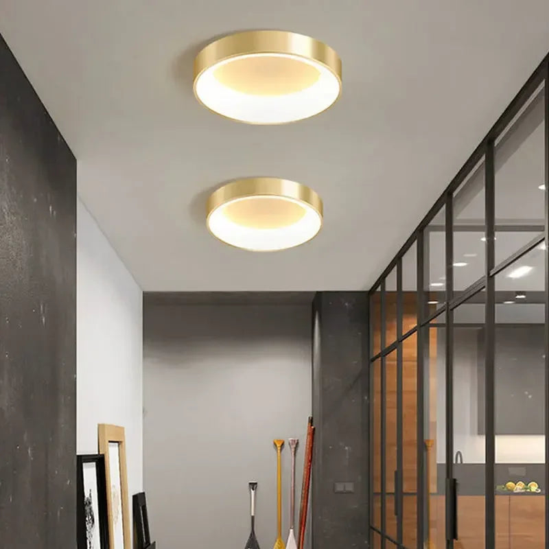 Moderne LED plafondlamp – Dimbare gouden opbouwlamp voor slaapkamer, werkkamer, balkon en hal