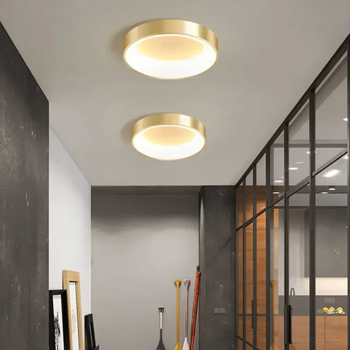 Moderne LED plafondlamp – Dimbare gouden opbouwlamp voor slaapkamer, werkkamer, balkon en hal