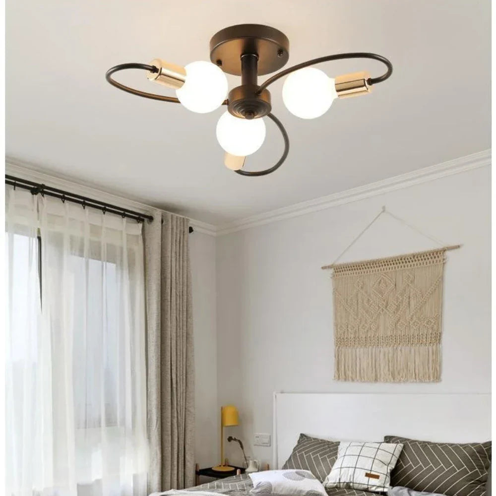 Moderne LED-plafondlampen - Industrieel Ijzer Zwart/Goud Noordelijke Minimalisme