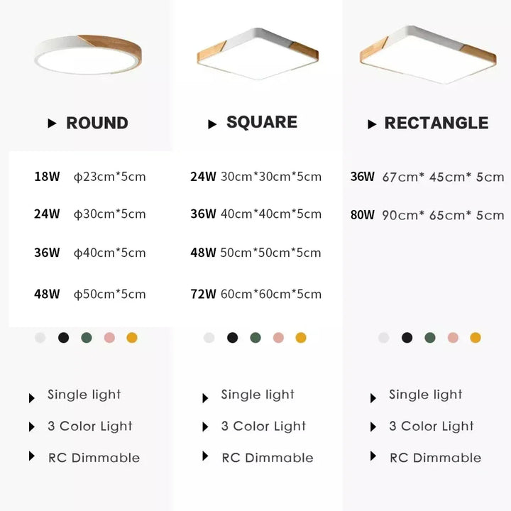 Moderne LED plafondlamp - Ultra-dunne houten verlichting met afstandsbediening voor woonkamer, balkon en woondecoratie