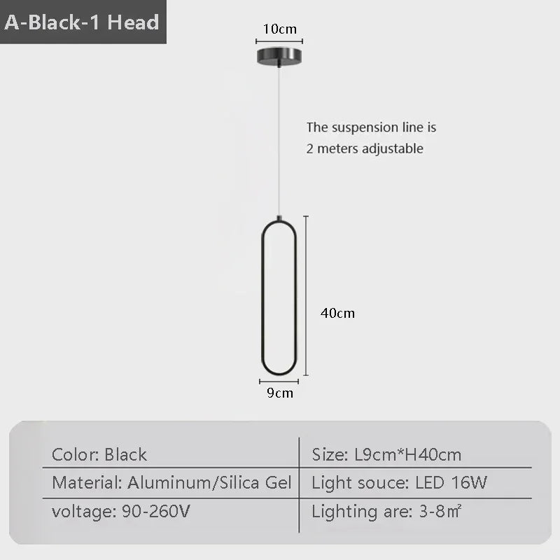 Moderne LED Pendellicht - Zwarte en gouden hanglamp voor slaapkamer, woonkamer en eetkamer - Stijlvolle binnenverlichting