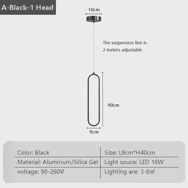 Moderne LED Pendellicht - Zwarte en gouden hanglamp voor slaapkamer, woonkamer en eetkamer - Stijlvolle binnenverlichting