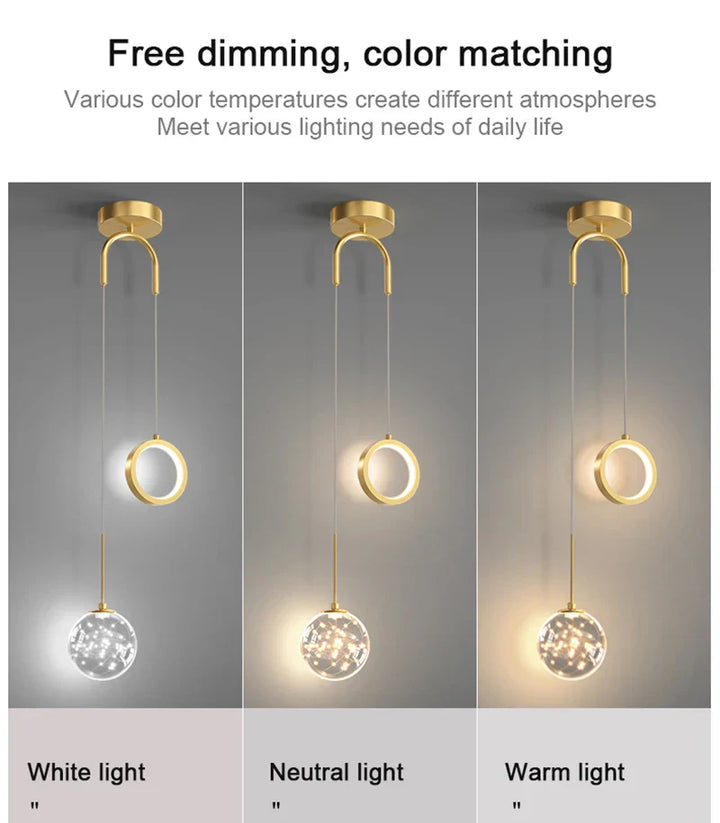 Moderne LED pendelstuk – 2-weg binnenhanglamp voor woonkamer, slaapkamer, eettafel met instelbare 3 lichtkleuren
