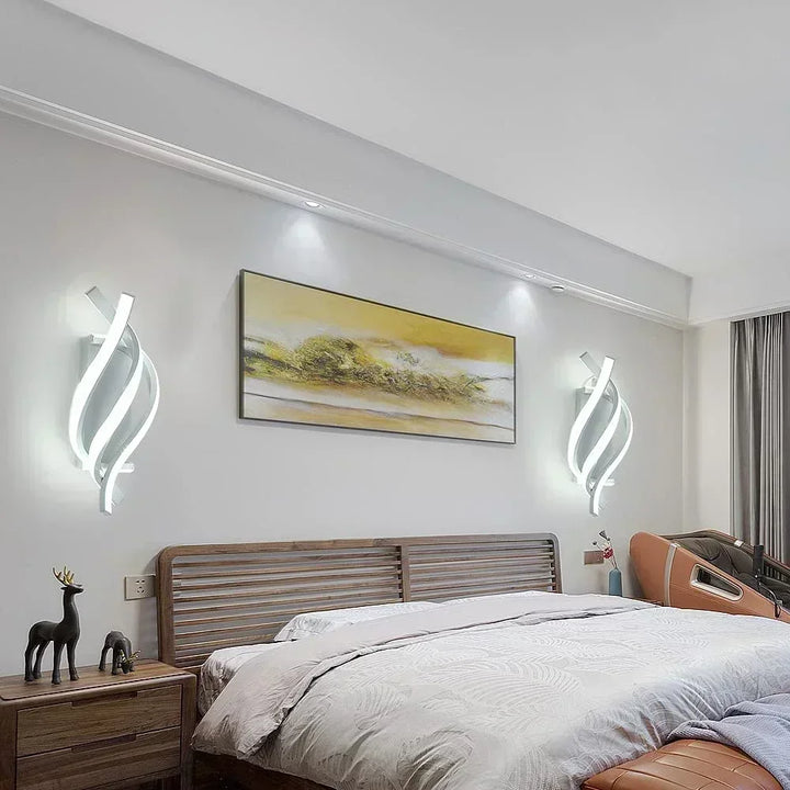 Moderne LED Wandlamp – Gebogen Spiraal Ontwerp Wandlamp voor Woonkamer, Slaapkamer, Gang en Huisdecor