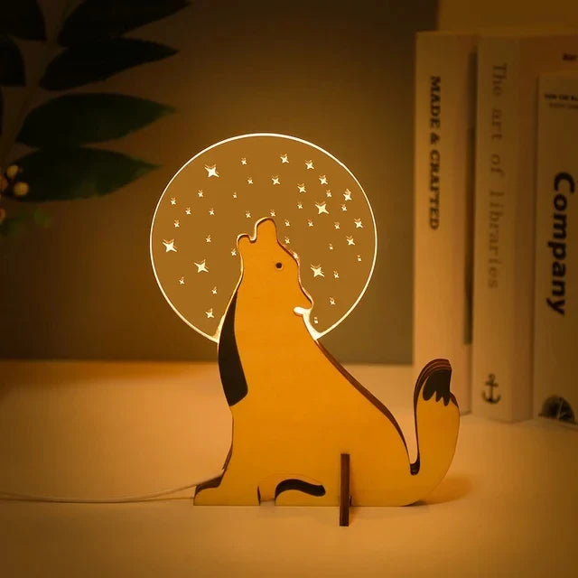 Charmante houten dieren LED nachtlampen