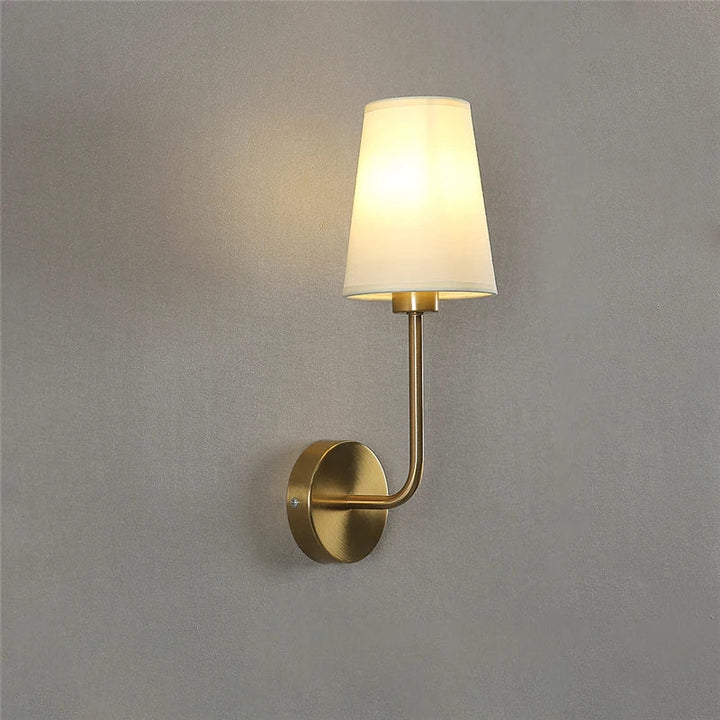 Nordic Minimalist Wandlamp – Moderne linnen lampenkap met elleboog-ontwerp voor woonkamer, slaapkamer en trappenhuis
