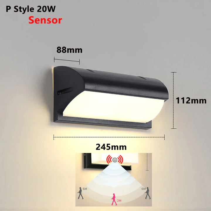 Moderne LED-Wandlamp voor buiten met bewegingssensor - Waterdichte IP65-verandalampen voor balkon tuin