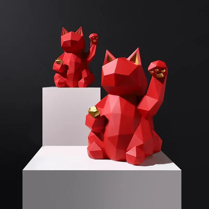 Noordse Minimalisme Geometrie Gelukkige Kat Standbeelden