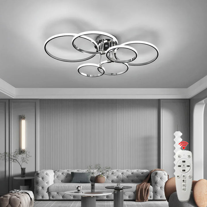 Modern LED plafondchandelier – Dimbare verlichting met afstandsbediening & app-besturing, Goud/Chroom/Zwart-afwerking, voor woonkamer & slaapkamer