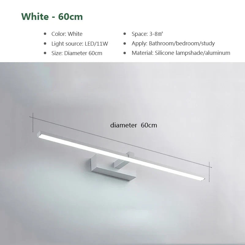 Moderne LED-Wandlamp voor de badkamer – 3-kleurige instelbare licht Aluminium LED-spiegel Lamp voor Makeup en Baden
