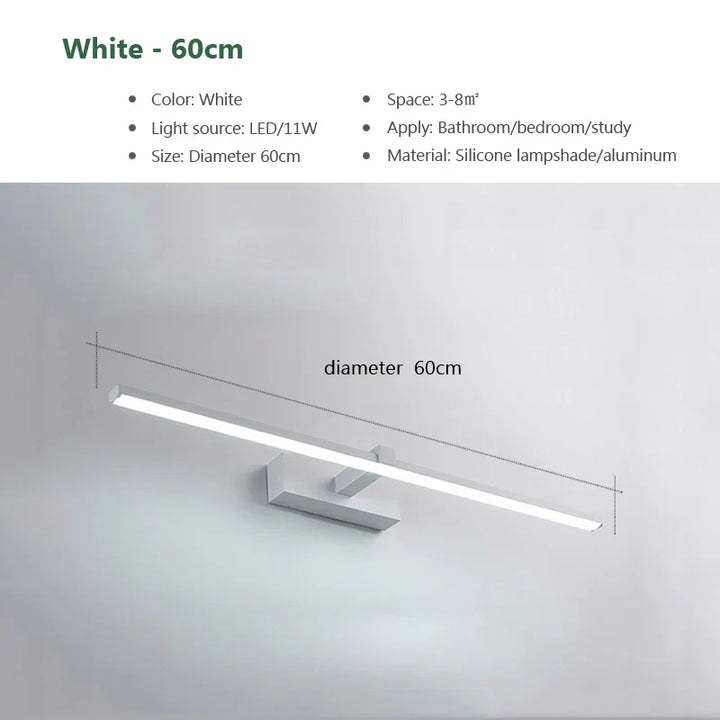 Moderne LED-Wandlamp voor de badkamer – 3-kleurige instelbare licht Aluminium LED-spiegel Lamp voor Makeup en Baden