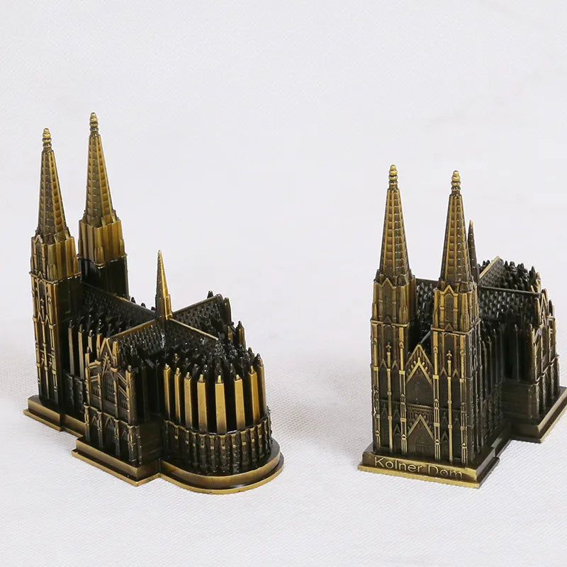 Kölner Dom Model Metaal Antiek Brons Duitsland Kölner Dom Gebouw Figuren Wereldberoemd Monument Architectuur Decoratie