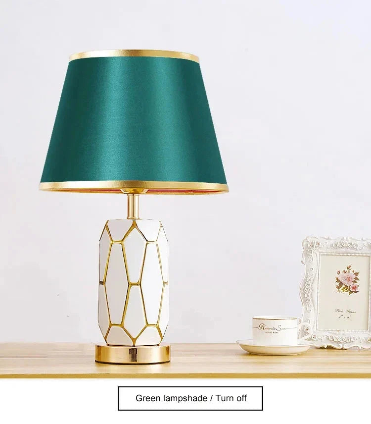 Amerikaanse keramische tafellamp - Eenvoudige moderne slaapkamer nachtlamp voor de woonkamer, warme huwelijksruimte decoratieve lamp